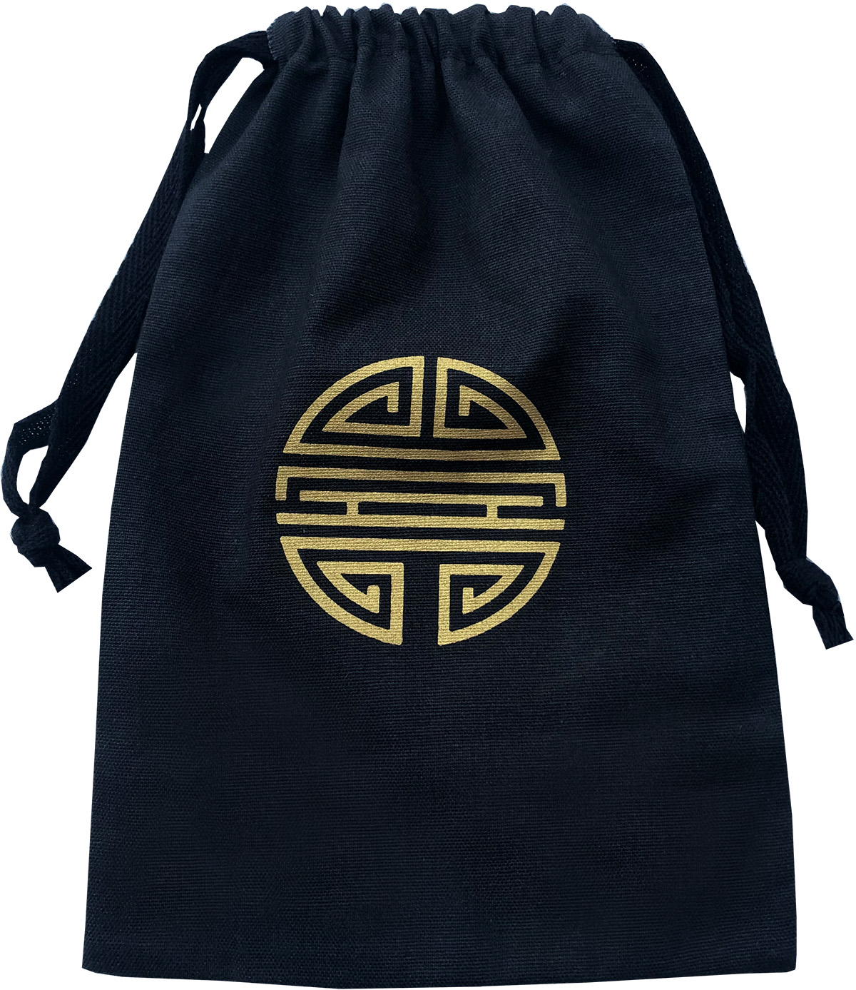 Black linen cotton printed gold bag Black linen cotton printed gold bag